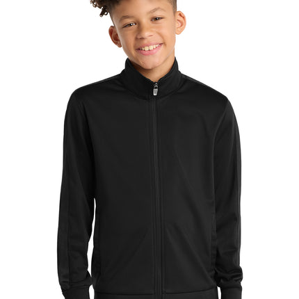 Sport‑Tek® Youth Tricot Sleeve Stripe Track Jacket – YST94