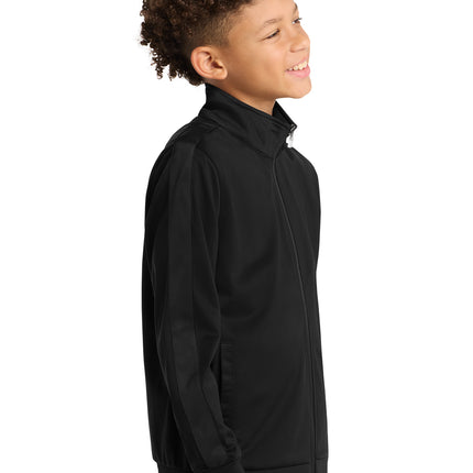 Sport‑Tek® Youth Tricot Sleeve Stripe Track Jacket – YST94