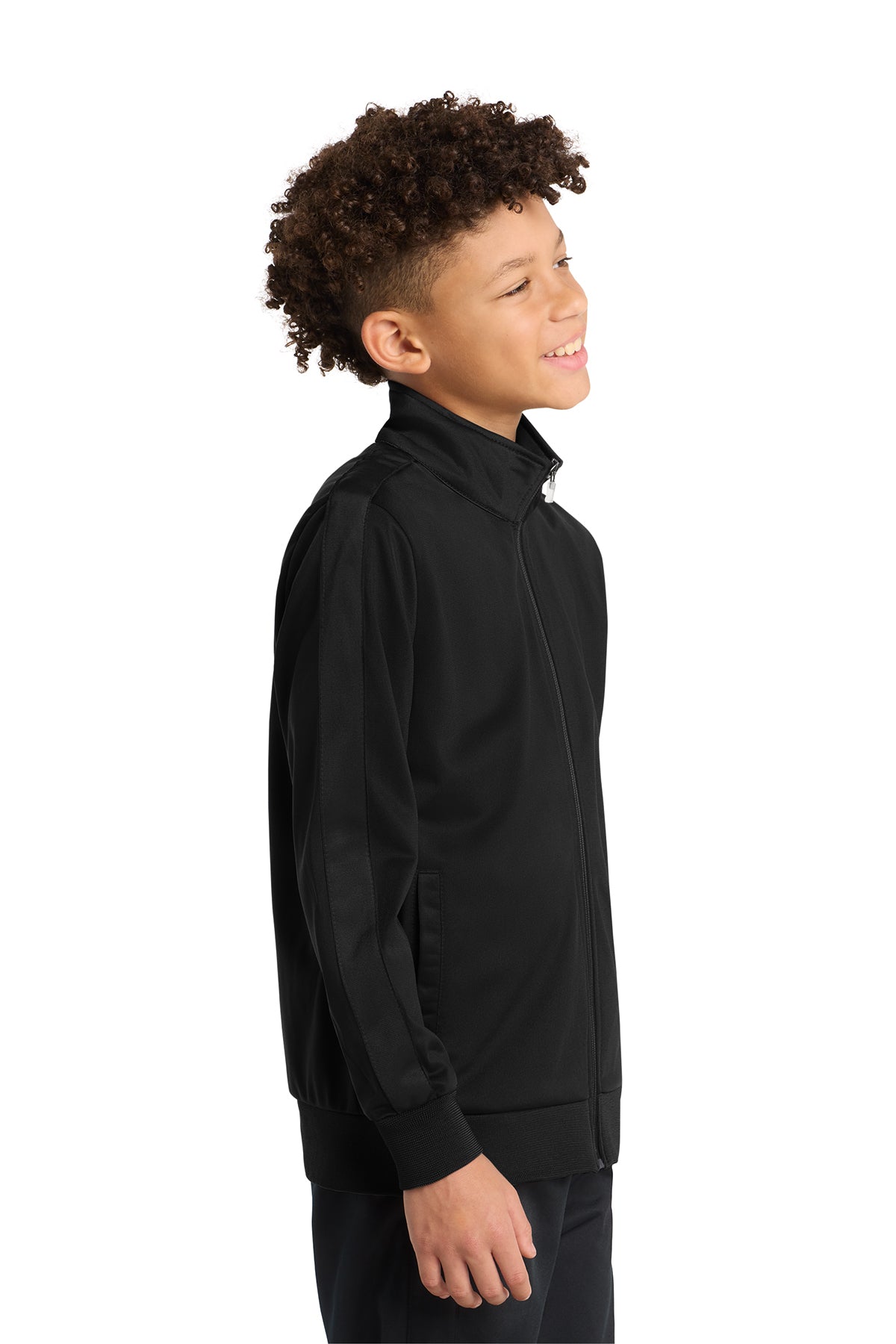 Sport‑Tek® Youth Tricot Sleeve Stripe Track Jacket – YST94