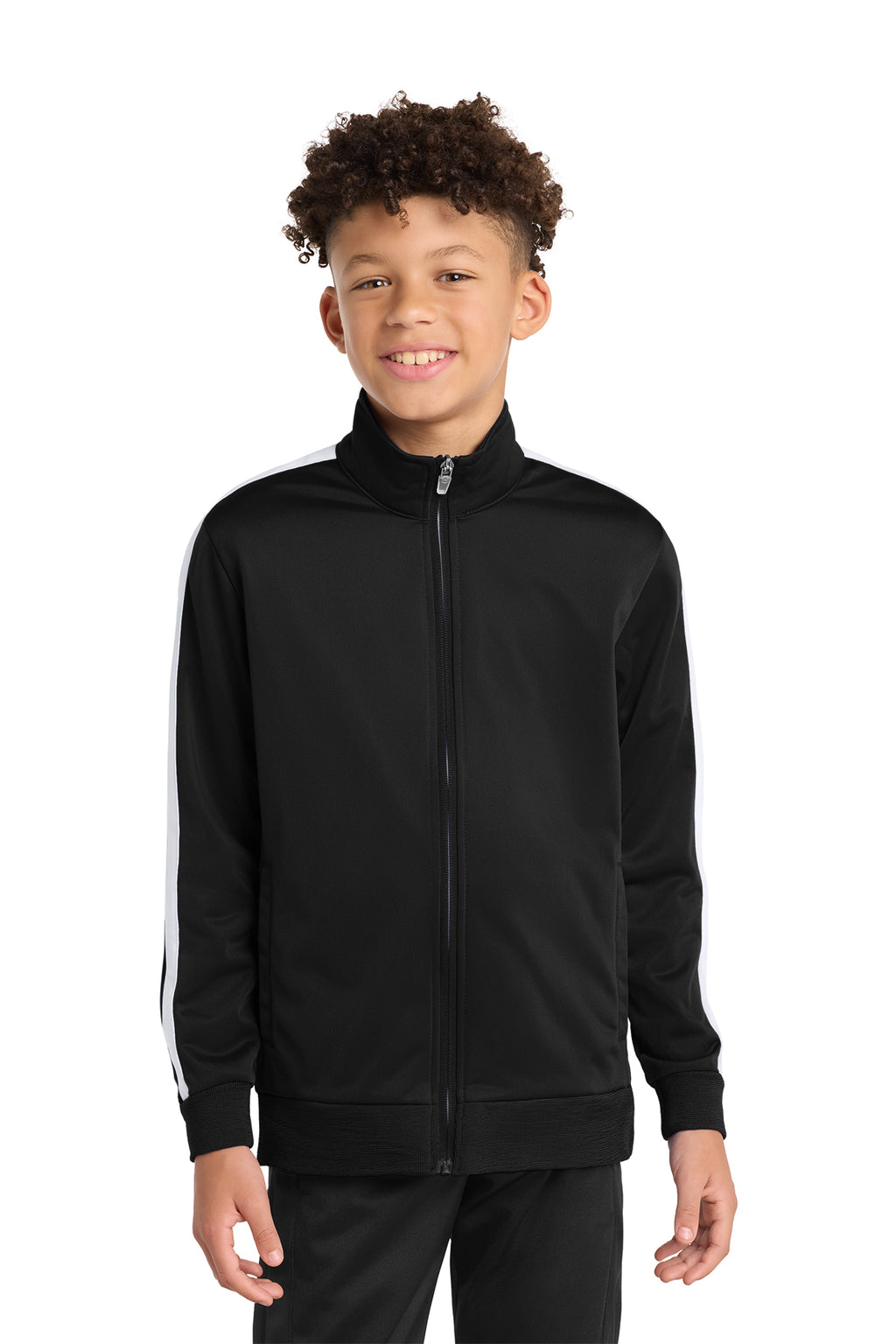 Sport‑Tek® Youth Tricot Sleeve Stripe Track Jacket – YST94