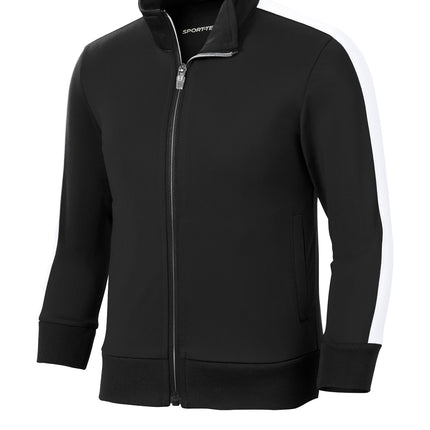 Sport‑Tek® Youth Tricot Sleeve Stripe Track Jacket – YST94
