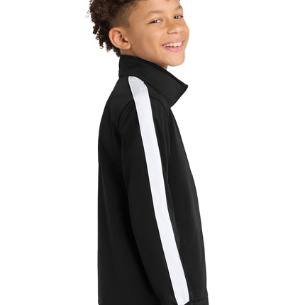Sport‑Tek® Youth Tricot Sleeve Stripe Track Jacket – YST94
