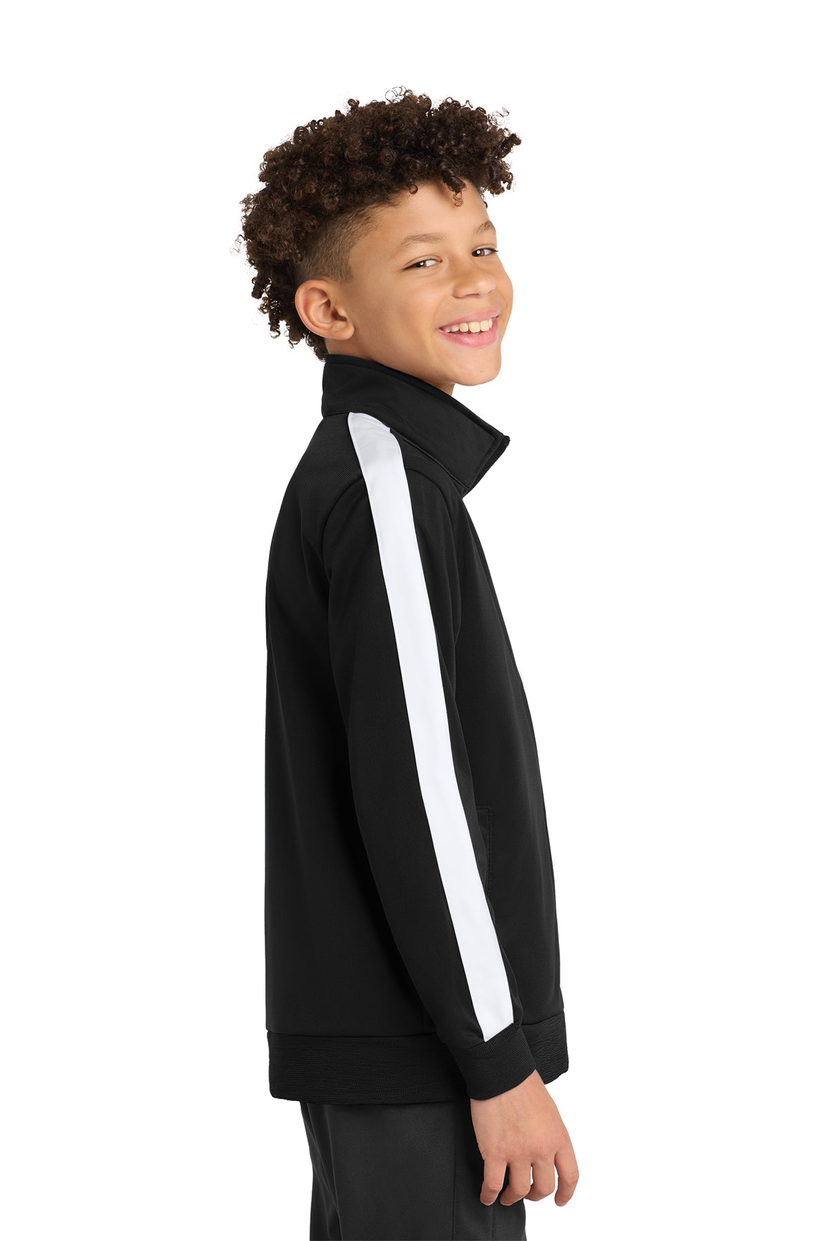 Sport‑Tek® Youth Tricot Sleeve Stripe Track Jacket – YST94