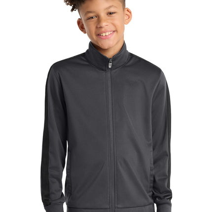 Sport‑Tek® Youth Tricot Sleeve Stripe Track Jacket – YST94
