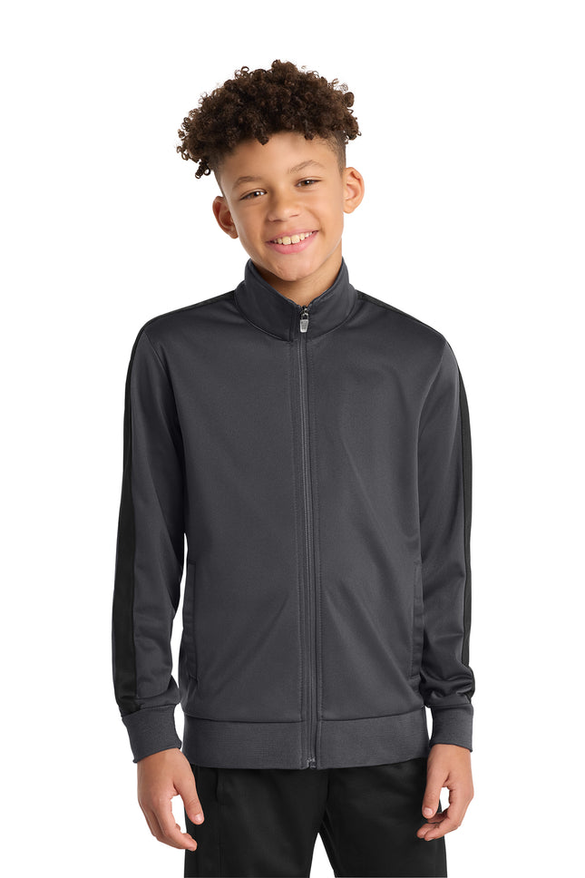 Sport‑Tek® Youth Tricot Sleeve Stripe Track Jacket – YST94