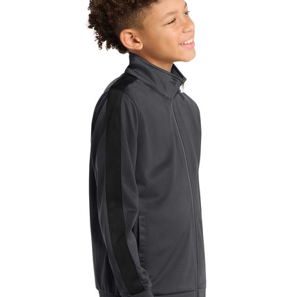Sport‑Tek® Youth Tricot Sleeve Stripe Track Jacket – YST94