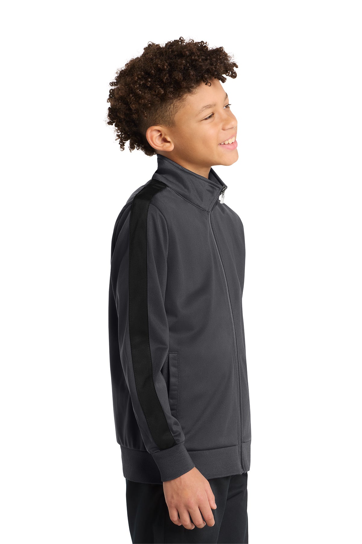 Sport‑Tek® Youth Tricot Sleeve Stripe Track Jacket – YST94