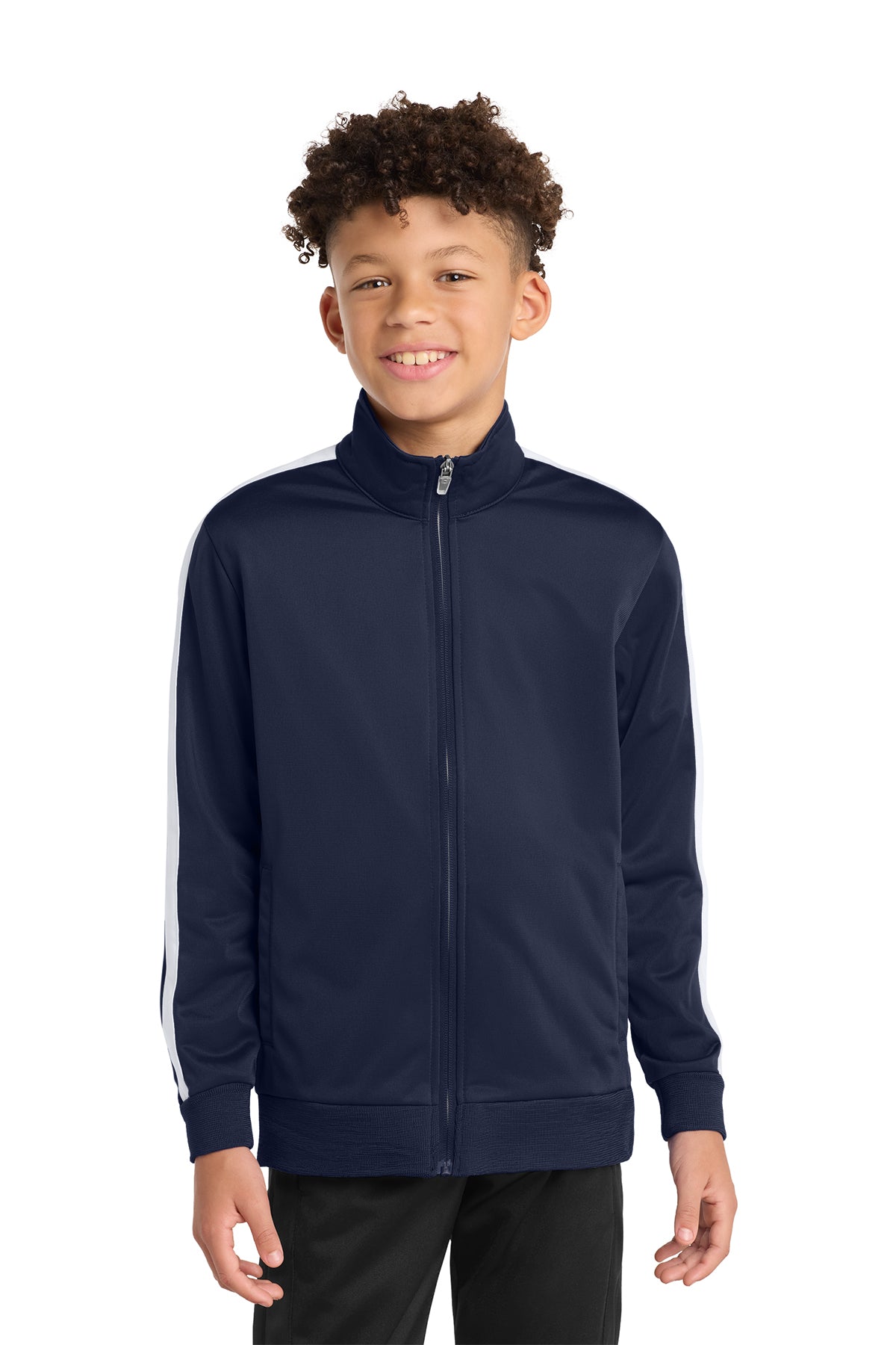 Sport‑Tek® Youth Tricot Sleeve Stripe Track Jacket – YST94