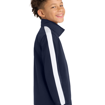 Sport‑Tek® Youth Tricot Sleeve Stripe Track Jacket – YST94
