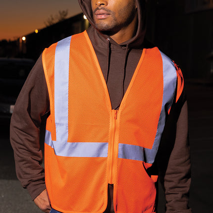 CornerStone® ANSI 107 Class 2 Economy Mesh Zippered Vest – CSV101