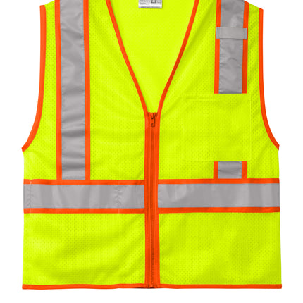 CornerStone® ANSI 107 Class 2 Mesh Zippered Two‑Tone Vest – CSV103
