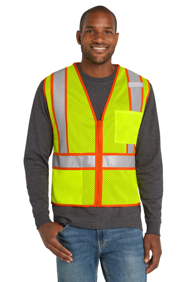 CornerStone® ANSI 107 Class 2 Mesh Zippered Two‑Tone Vest – CSV103
