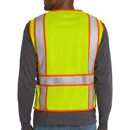 CornerStone® ANSI 107 Class 2 Mesh Zippered Two‑Tone Vest – CSV103