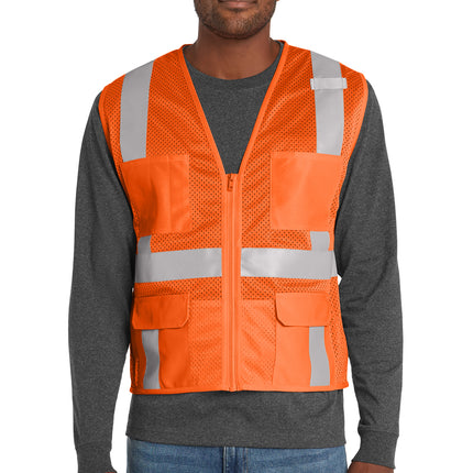 CornerStone® ANSI 107 Class 2 Mesh Six‑Pocket Zippered Vest – CSV104
