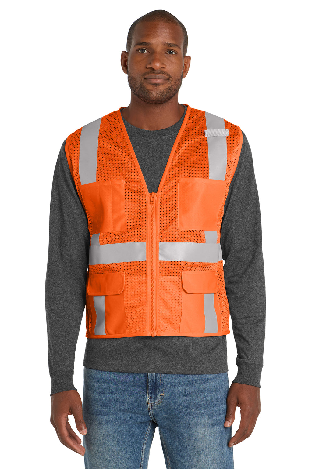 CornerStone® ANSI 107 Class 2 Mesh Six‑Pocket Zippered Vest – CSV104