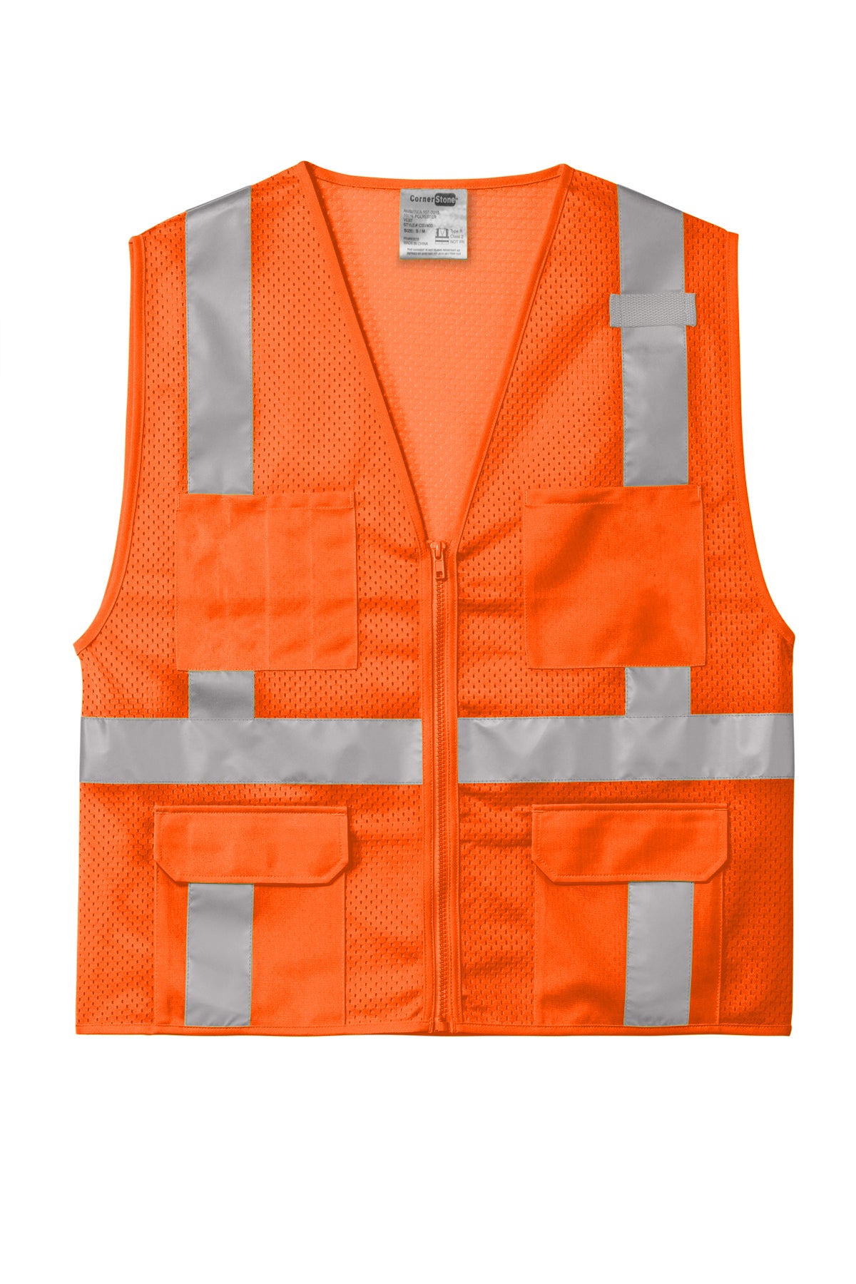CornerStone® ANSI 107 Class 2 Mesh Six‑Pocket Zippered Vest – CSV104