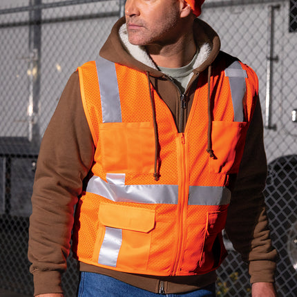 CornerStone® ANSI 107 Class 2 Mesh Six‑Pocket Zippered Vest – CSV104