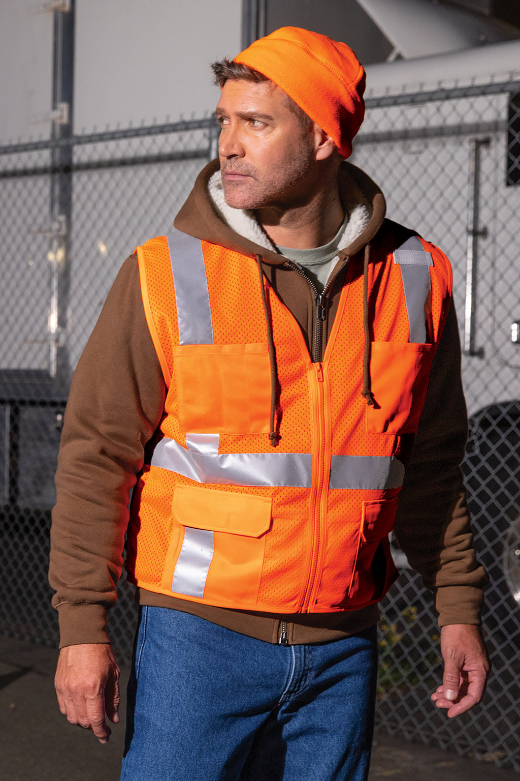 CornerStone® ANSI 107 Class 2 Mesh Six‑Pocket Zippered Vest – CSV104