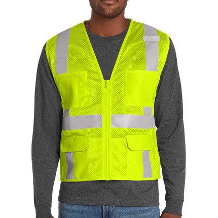 CornerStone® ANSI 107 Class 2 Mesh Six‑Pocket Zippered Vest – CSV104