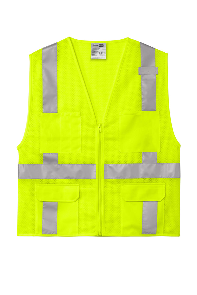 CornerStone® ANSI 107 Class 2 Mesh Six‑Pocket Zippered Vest – CSV104