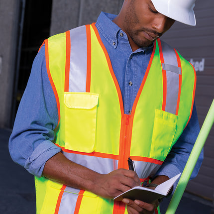 CornerStone® ANSI 107 Class 2 Surveyor Zippered Two‑Tone Vest – CSV105