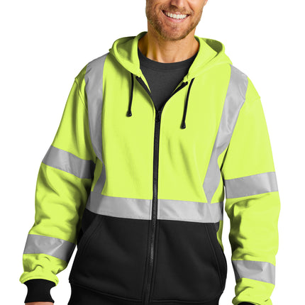 CornerStone® ANSI 107 Class 3 Heavy‑Duty Fleece Full‑Zip Hoodie – CSF300
