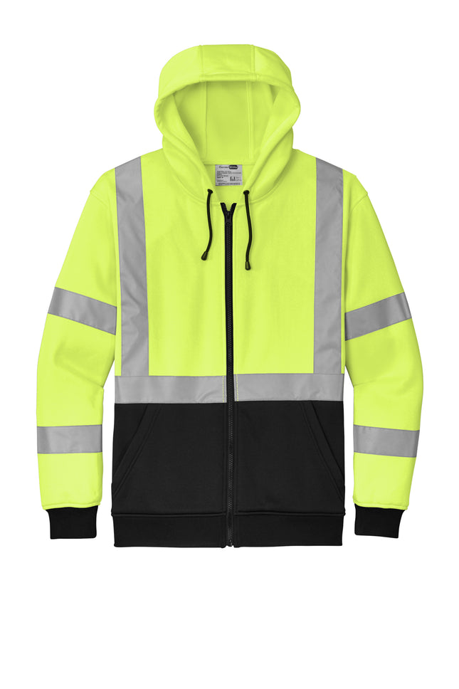 CornerStone® ANSI 107 Class 3 Heavy‑Duty Fleece Full‑Zip Hoodie – CSF300