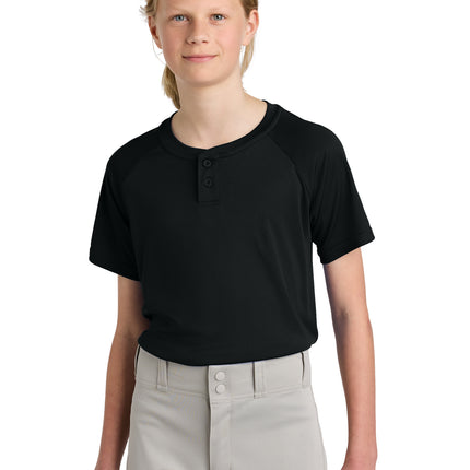 Sport‑Tek® Youth PosiCharge® Competitor™ 2‑Button Henley – YST359