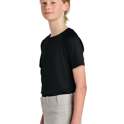Sport‑Tek® Youth PosiCharge® Competitor™ 2‑Button Henley – YST359