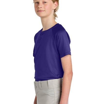Sport‑Tek® Youth PosiCharge® Competitor™ 2‑Button Henley – YST359