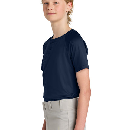 Sport‑Tek® Youth PosiCharge® Competitor™ 2‑Button Henley – YST359