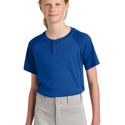 Sport‑Tek® Youth PosiCharge® Competitor™ 2‑Button Henley – YST359
