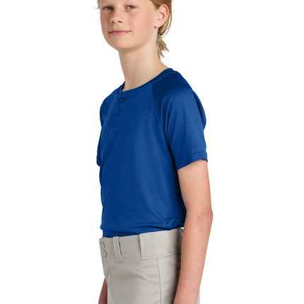 Sport‑Tek® Youth PosiCharge® Competitor™ 2‑Button Henley – YST359