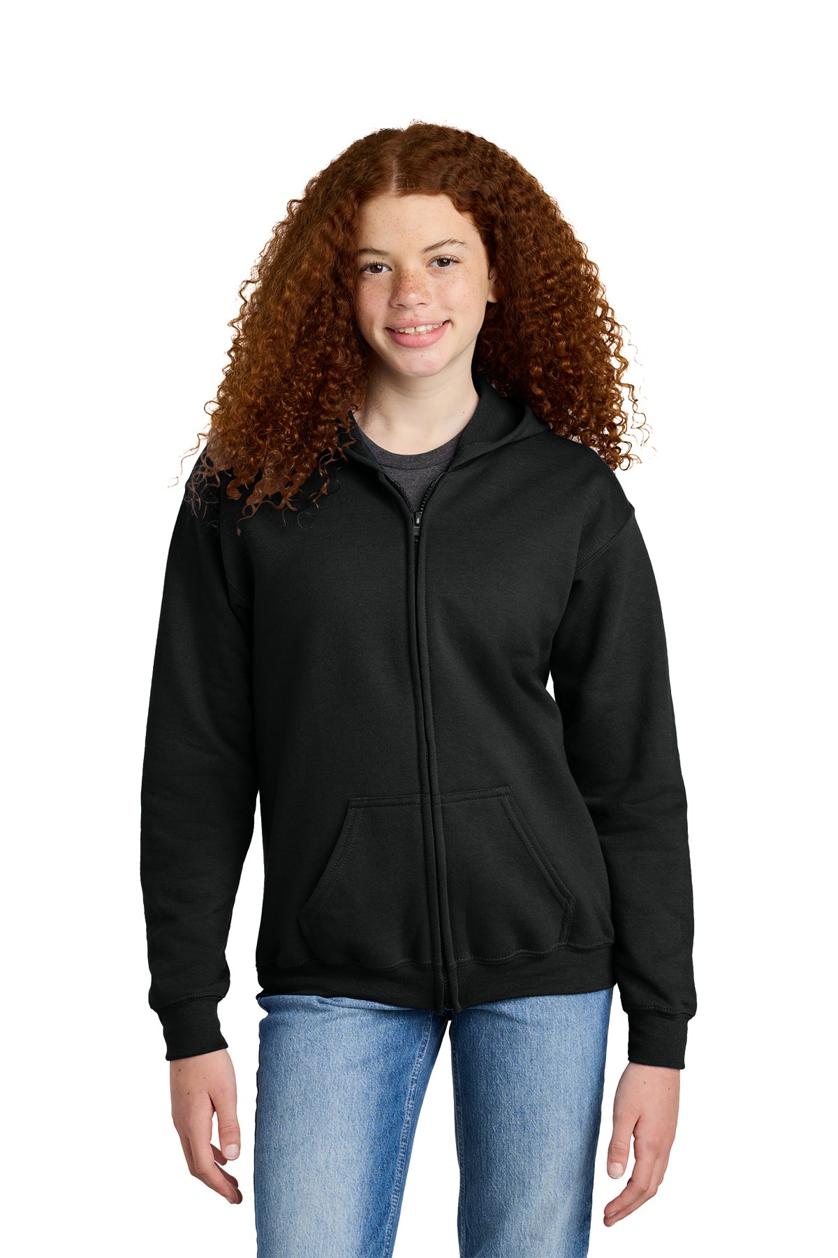 Gildan Youth Heavy Blend Full‑Zip Hooded Sweatshirt – 18600B