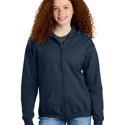 Gildan Youth Heavy Blend Full‑Zip Hooded Sweatshirt – 18600B