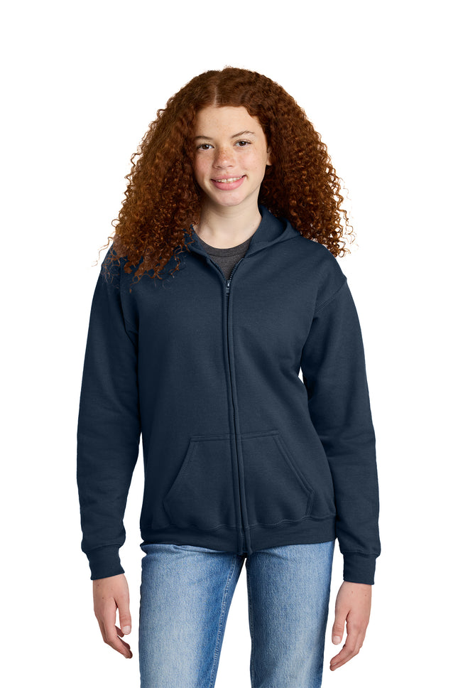 Gildan Youth Heavy Blend Full‑Zip Hooded Sweatshirt – 18600B