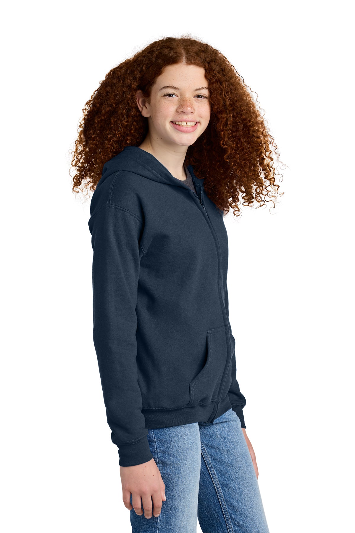 Gildan Youth Heavy Blend Full‑Zip Hooded Sweatshirt – 18600B