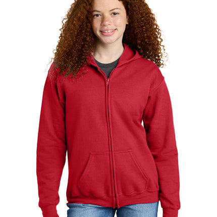 Gildan Youth Heavy Blend Full‑Zip Hooded Sweatshirt – 18600B