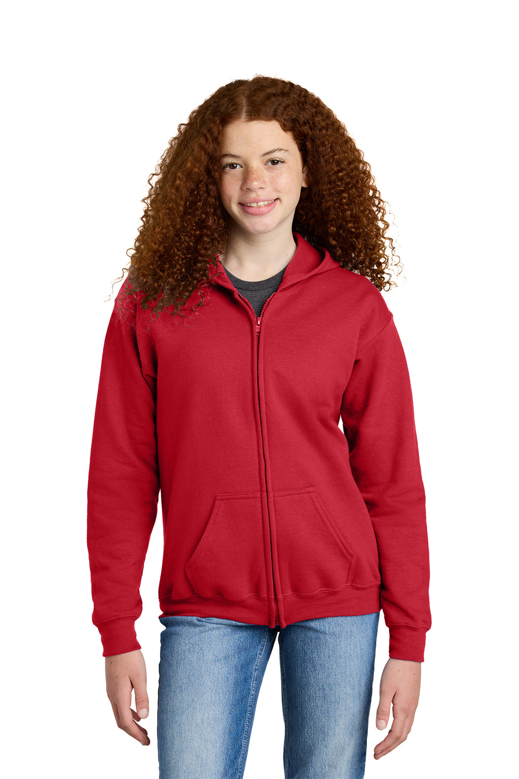 Gildan Youth Heavy Blend Full‑Zip Hooded Sweatshirt – 18600B