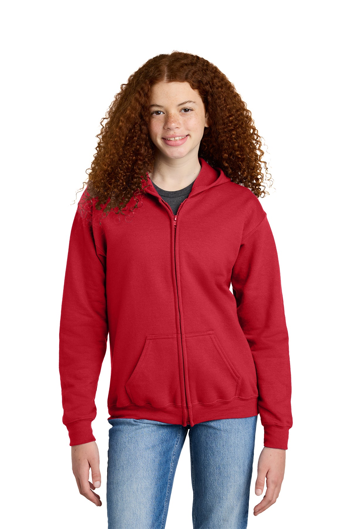 Gildan Youth Heavy Blend Full‑Zip Hooded Sweatshirt – 18600B