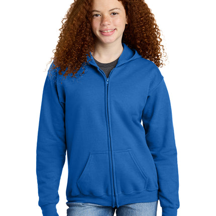 Gildan Youth Heavy Blend Full‑Zip Hooded Sweatshirt – 18600B