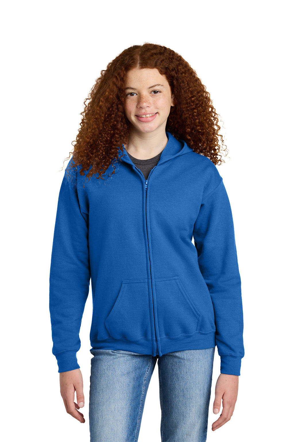 Gildan Youth Heavy Blend Full‑Zip Hooded Sweatshirt – 18600B