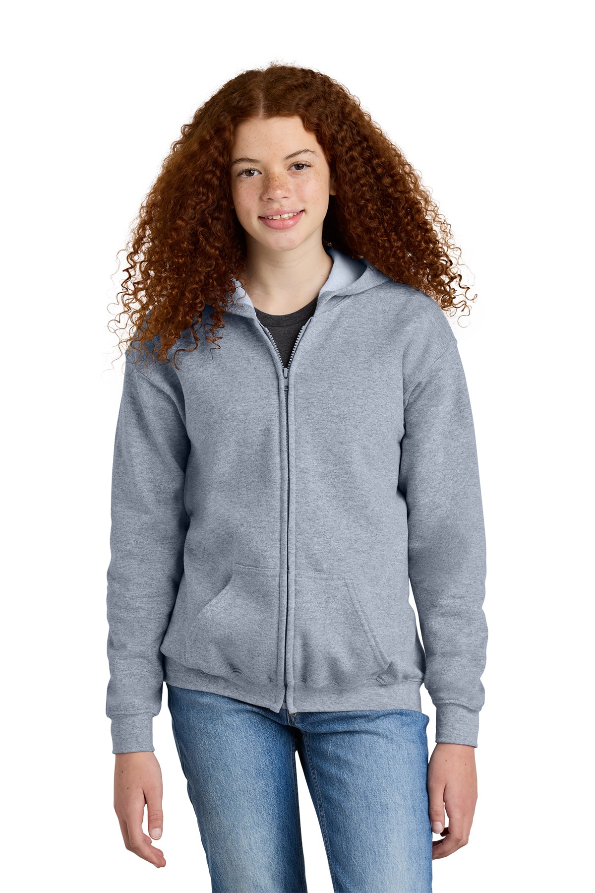Gildan Youth Heavy Blend Full‑Zip Hooded Sweatshirt – 18600B