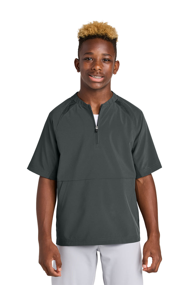 Sport‑Tek® Youth Repeat 1/2‑Zip Short Sleeve Jacket – YJST489