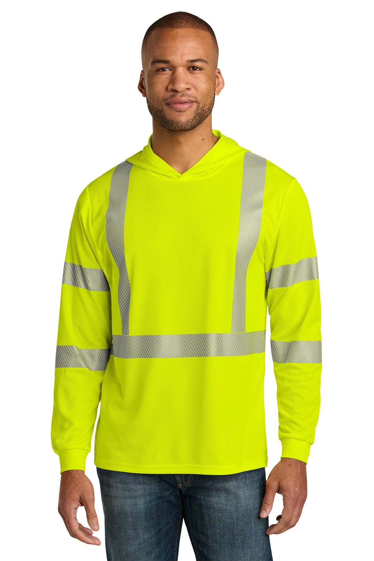 CornerStone® ANSI 107 Class 3 Long Sleeve Segmented Tape Hooded Tee – CS208