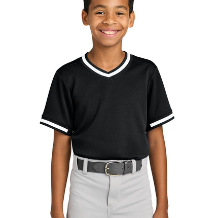 Sport-Tek® Youth Tough Mesh V-Neck Baseball Jersey – YST221