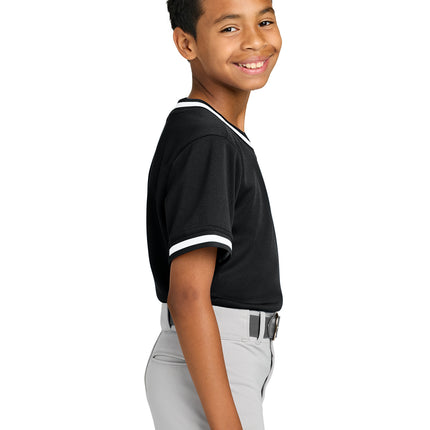 Sport-Tek® Youth Tough Mesh V-Neck Baseball Jersey – YST221