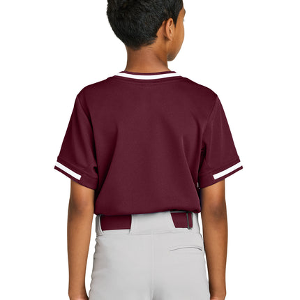 Sport-Tek® Youth Tough Mesh V-Neck Baseball Jersey – YST221