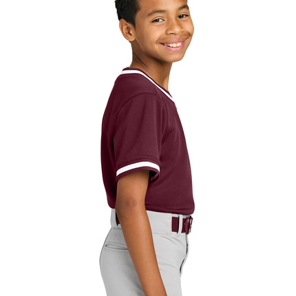 Sport-Tek® Youth Tough Mesh V-Neck Baseball Jersey – YST221