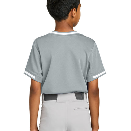 Sport-Tek® Youth Tough Mesh V-Neck Baseball Jersey – YST221